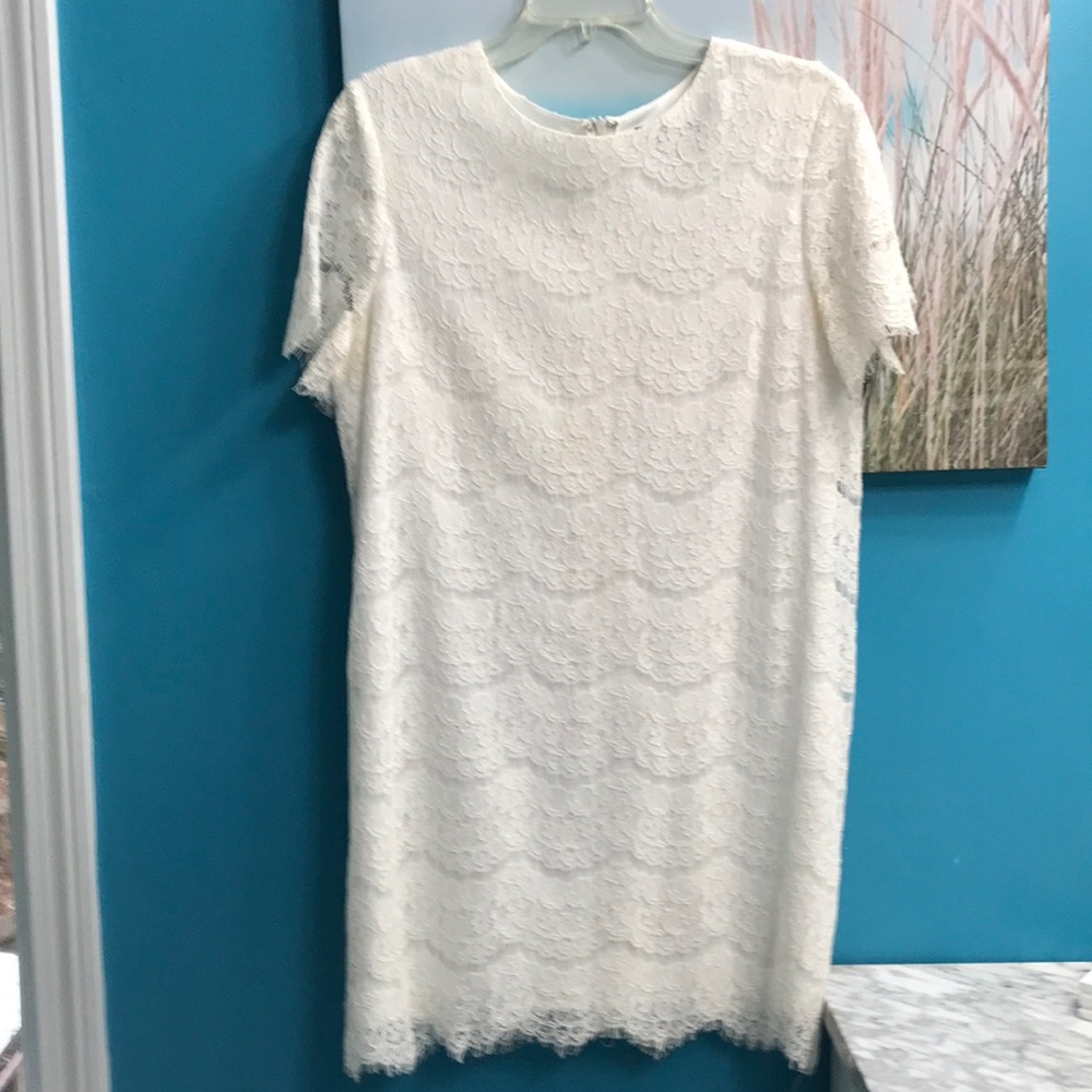 Beautiful lace, off white dress. Quarter zipper in the back almost brand new.